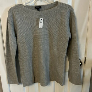 Talbots Women’s (S) Gray Ribbed Lambs Wool Blend Soft Long Sleeve Sweater NWT